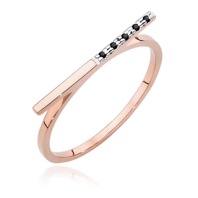 Inel Aur 14K cu Diamante Naturale Negre 0.03 ct, imaginea 7 din 9