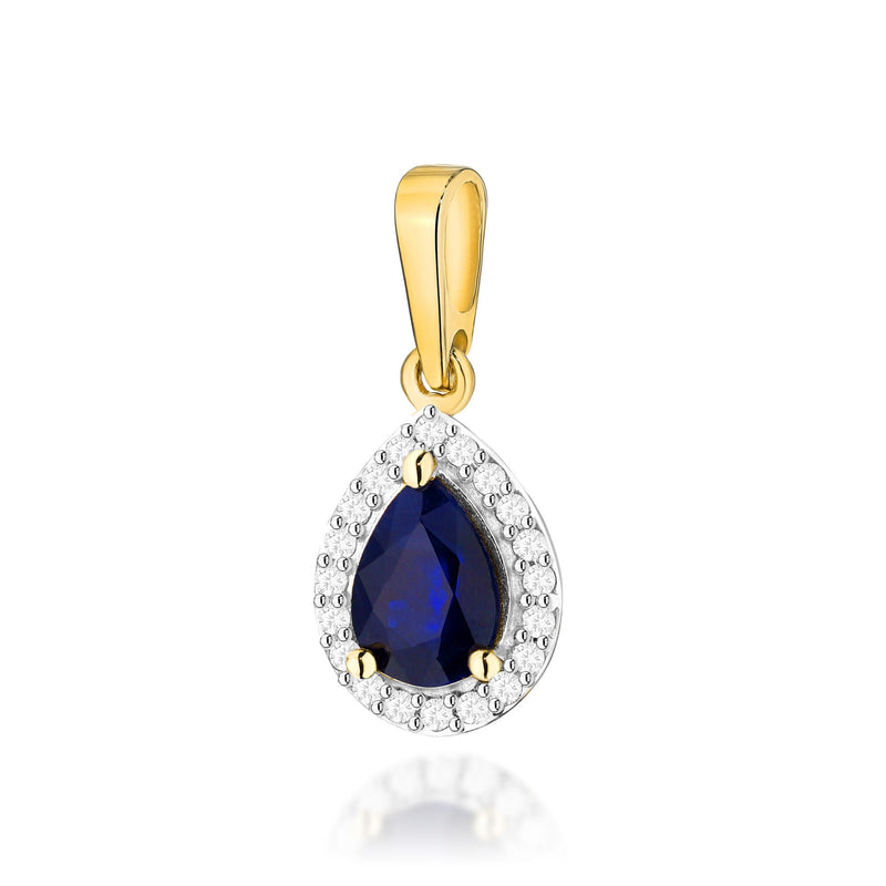 Pandantiv Aur 14K cu Safir 0.60 ct si Diamante Naturale 0.10 ct — Aur galben
