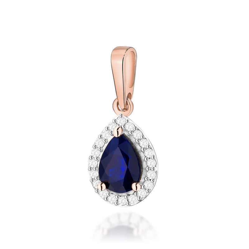 Pandantiv Aur 14K cu Safir 0.60 ct si Diamante Naturale 0.10 ct, imaginea 3 din 6