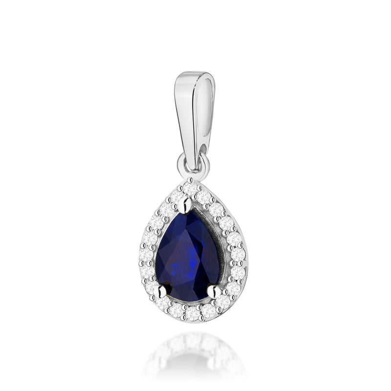 Pandantiv Aur 14K cu Safir 0.60 ct si Diamante Naturale 0.10 ct, imaginea 5 din 6