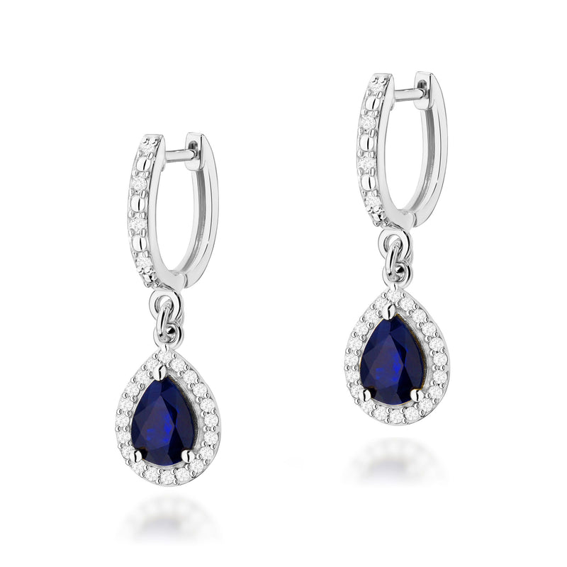 Cercei Aur 14K cu Safir 1.20 ct si Diamante Naturale 0.26 ct, imaginea 4 din 6