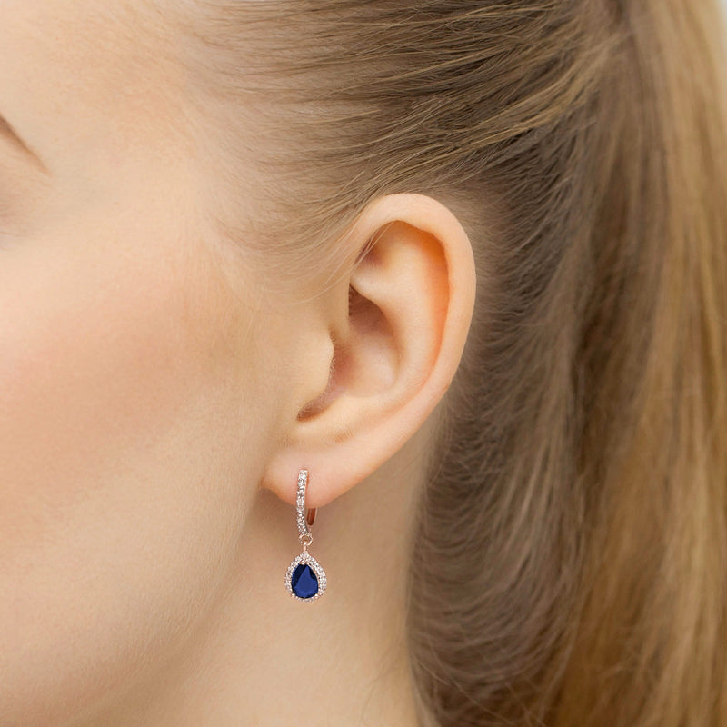 Cercei Aur 14K cu Safir 1.20 ct si Diamante Naturale 0.26 ct, imaginea 5 din 6
