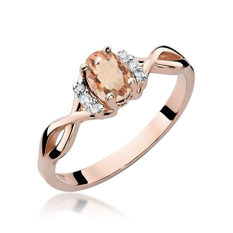 Inel Aur 14K cu Morganit 0.40 ct si Diamante Naturale 0.05 ct, imaginea 5 din 12
