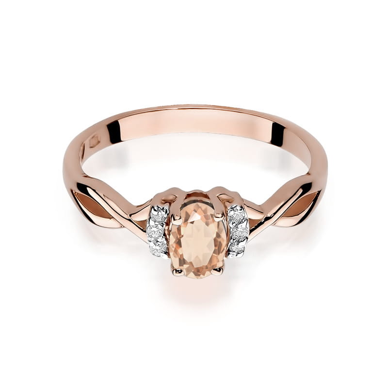 Inel Aur 14K cu Morganit 0.40 ct si Diamante Naturale 0.05 ct, imaginea 6 din 12