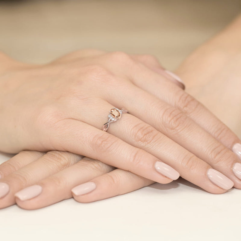 Inel Aur 14K cu Morganit 0.40 ct si Diamante Naturale 0.05 ct, imaginea 8 din 12