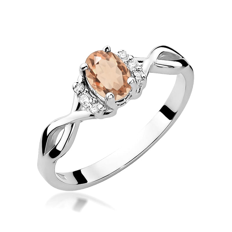 Inel Aur 14K cu Morganit 0.40 ct si Diamante Naturale 0.05 ct, imaginea 9 din 12