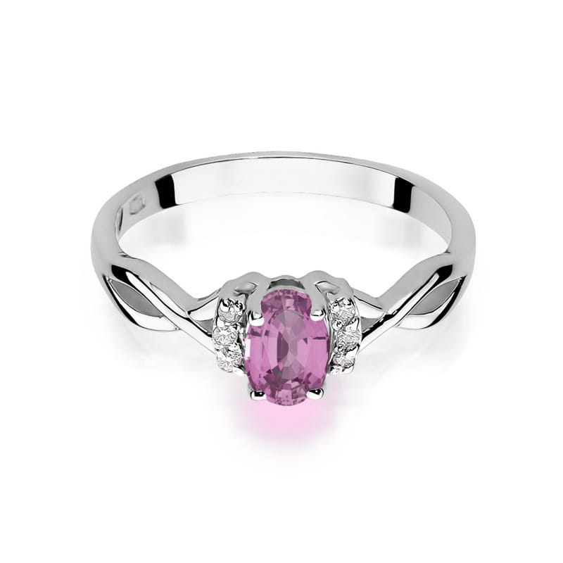 Inel Aur 14K cu Pink Sapphire 0.45 ct si Diamante Naturale 0.05 ct, imaginea 6 din 12