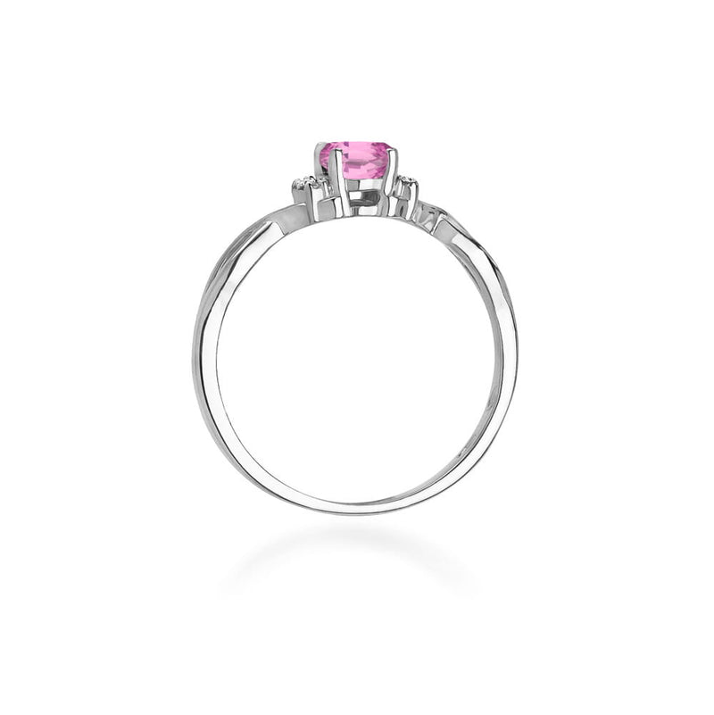 Inel Aur 14K cu Pink Sapphire 0.45 ct si Diamante Naturale 0.05 ct, imaginea 7 din 12