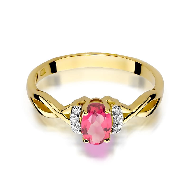 Inel Aur 14K cu Topaz Roz 0.50 ct si Diamante Naturale 0.05 ct, imaginea 2 din 12