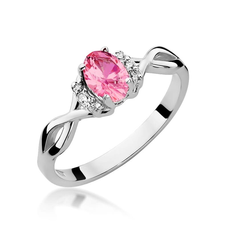 Inel Aur 14K cu Topaz Roz 0.50 ct si Diamante Naturale 0.05 ct, imaginea 9 din 12