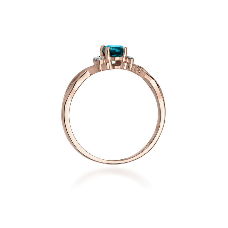 Inel Aur 14K cu Topaz London Blue 0.50 ct si Diamante Naturale 0.05 ct, imaginea 11 din 12