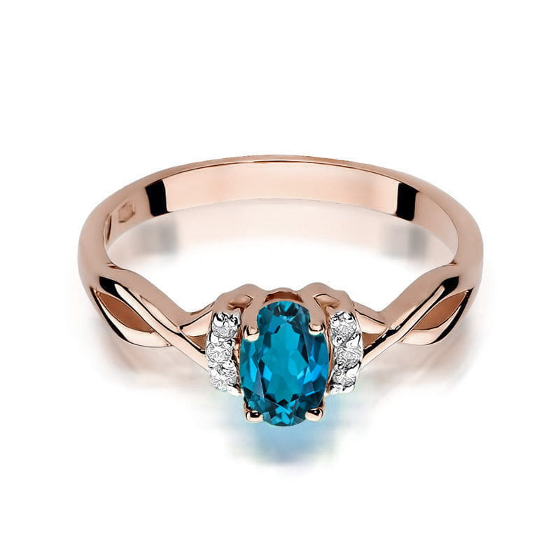 Inel Aur 14K cu Topaz London Blue 0.50 ct si Diamante Naturale 0.05 ct, imaginea 10 din 12