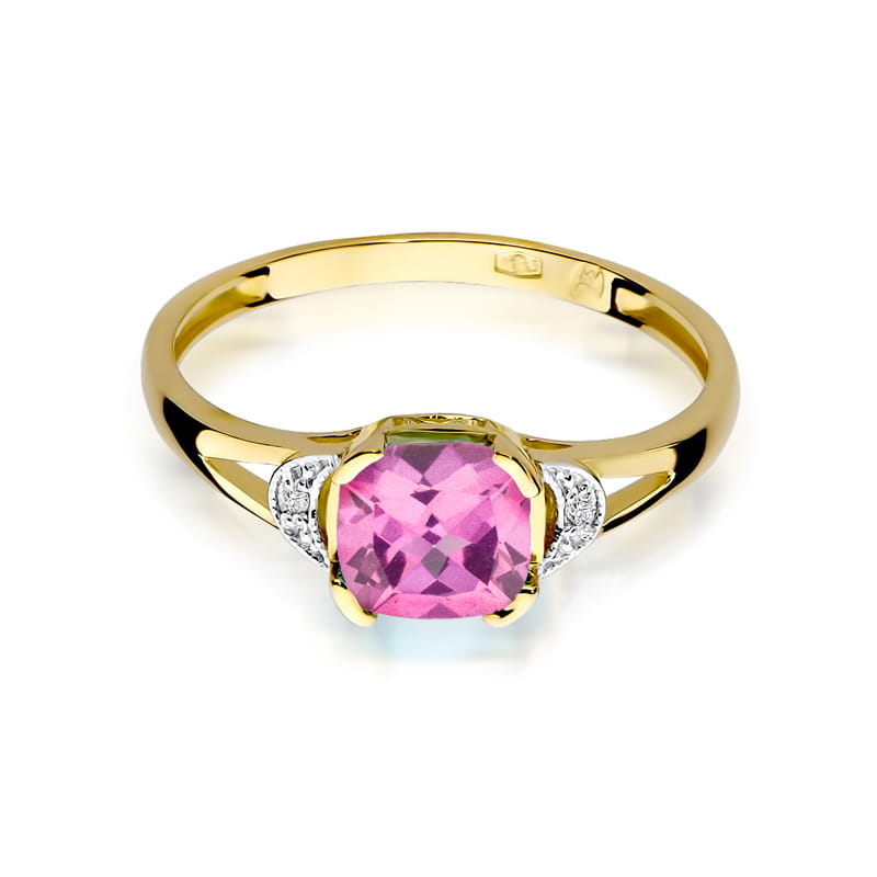 Inel Aur 14K cu Topaz Roz 1.10 ct si Diamante Naturale 0.01 ct, imaginea 2 din 12