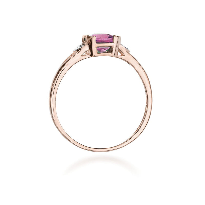 Inel Aur 14K cu Topaz Roz 1.10 ct si Diamante Naturale 0.01 ct, imaginea 7 din 12