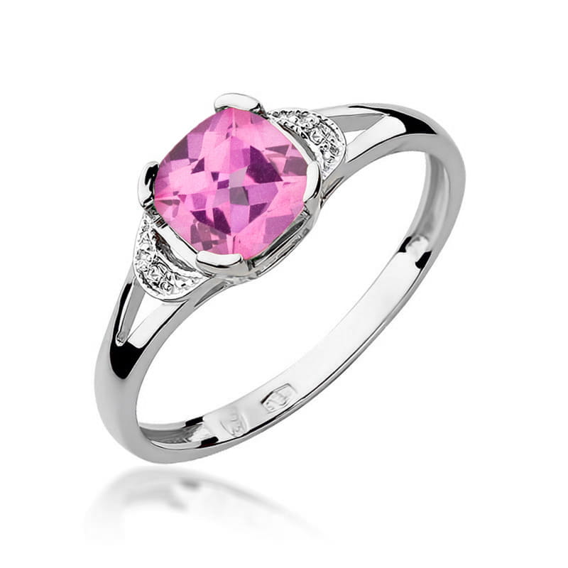 Inel Aur 14K cu Topaz Roz 1.10 ct si Diamante Naturale 0.01 ct, imaginea 9 din 12