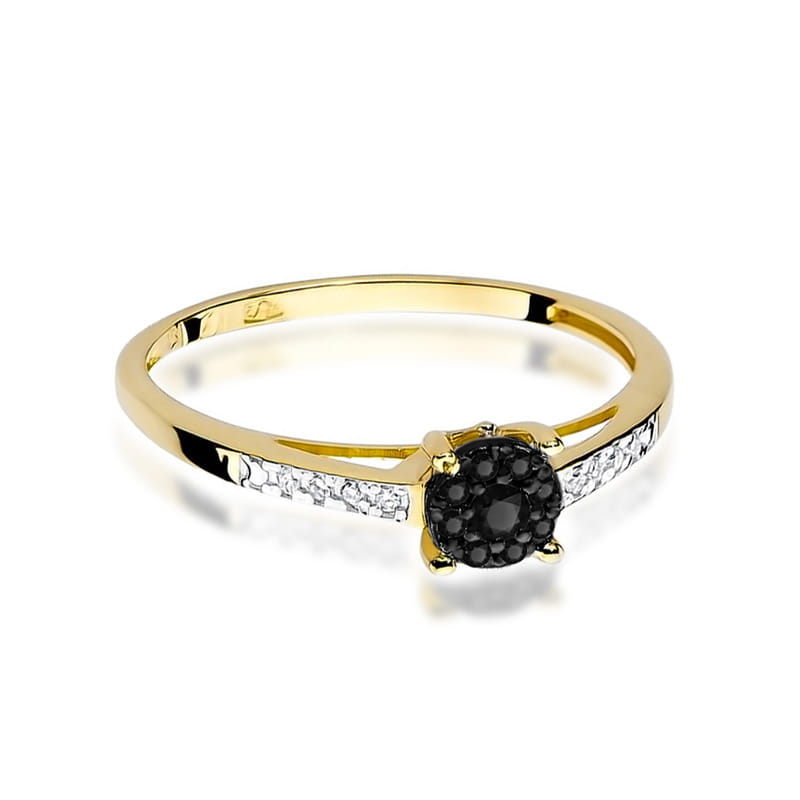 Inel Aur 14K cu Diamante Naturale Albe si Negre 0.12 ct, imaginea 2 din 9