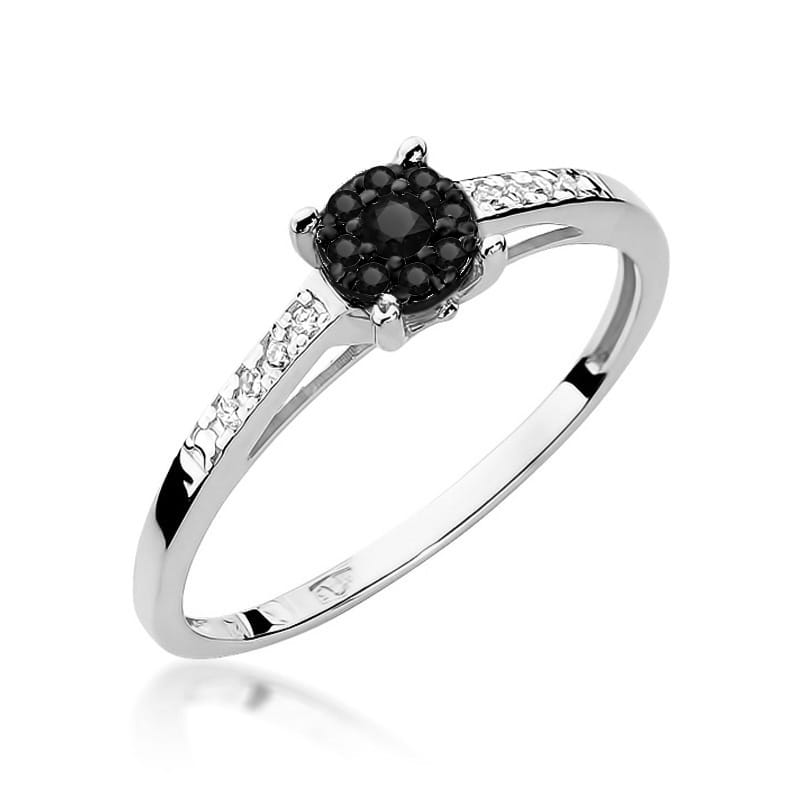 Inel Aur 14K cu Diamante Naturale Albe si Negre 0.12 ct, imaginea 4 din 9