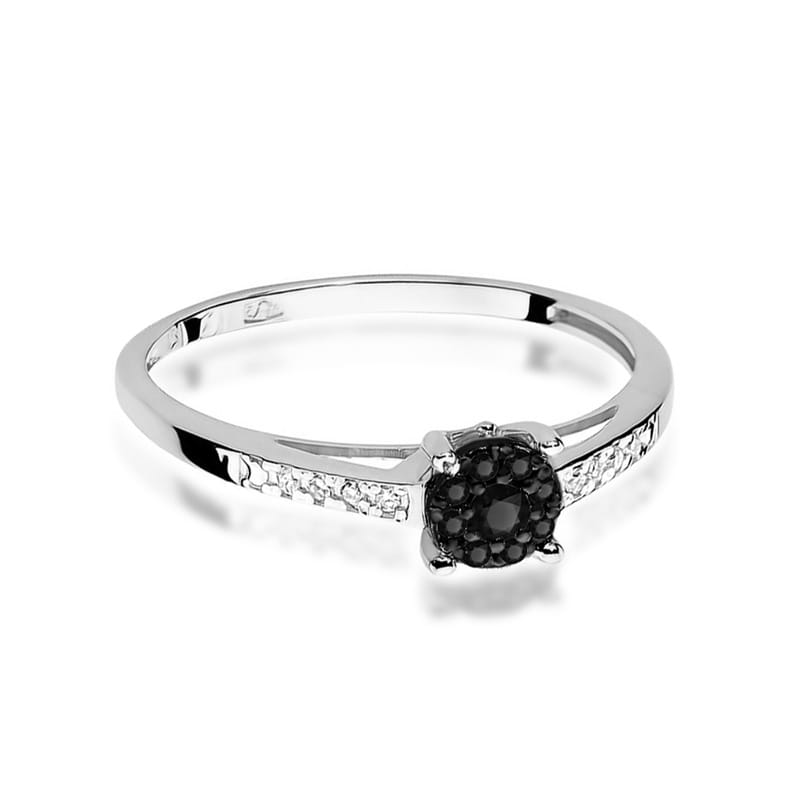 Inel Aur 14K cu Diamante Naturale Albe si Negre 0.12 ct, imaginea 5 din 9