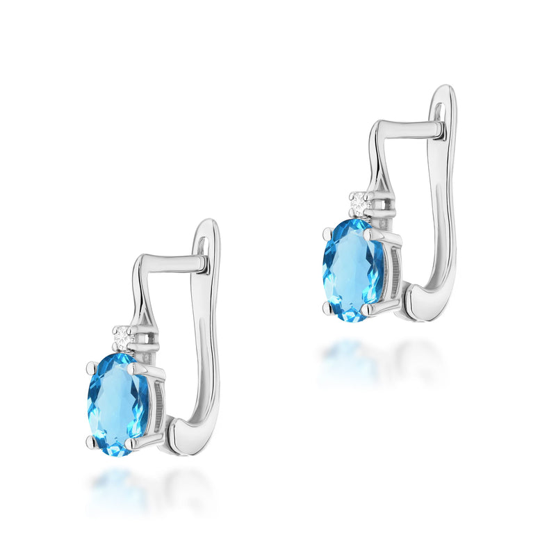 Cercei Aur 14K cu Topaz Swiss 0.50 ct si Diamante Naturale 0.03 ct, imaginea 3 din 5