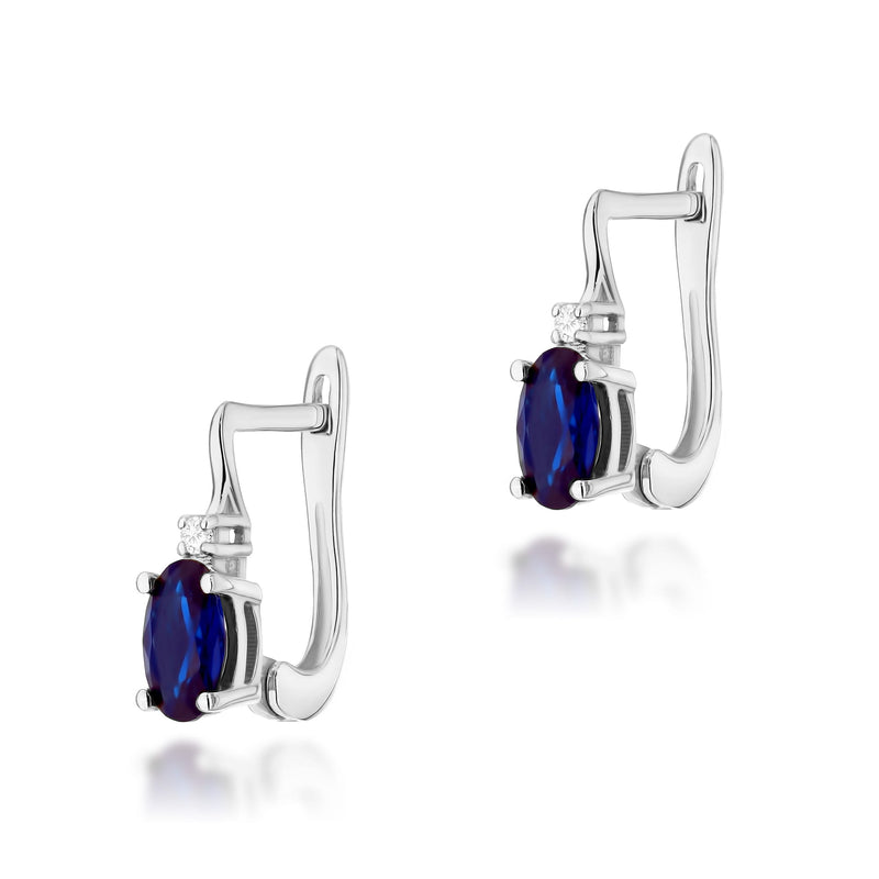 Cercei Aur 14K cu Safir 0.70 ct si Diamante Naturale 0.03 ct, imaginea 3 din 5
