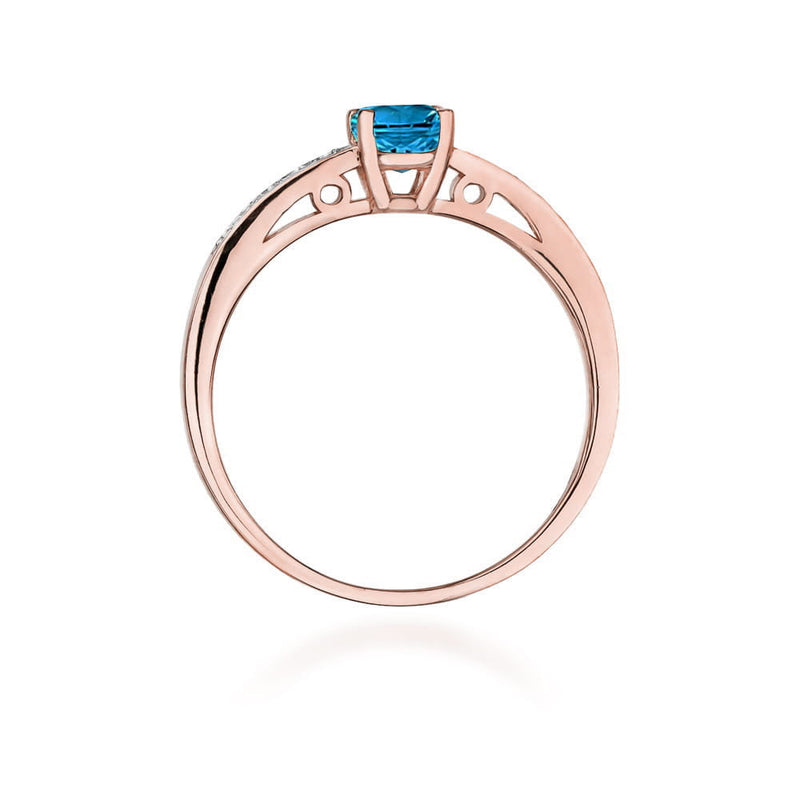 Inel Aur 14K cu Topaz London Blue 0.50 ct si Diamante Naturale 0.05 ct, imaginea 11 din 12