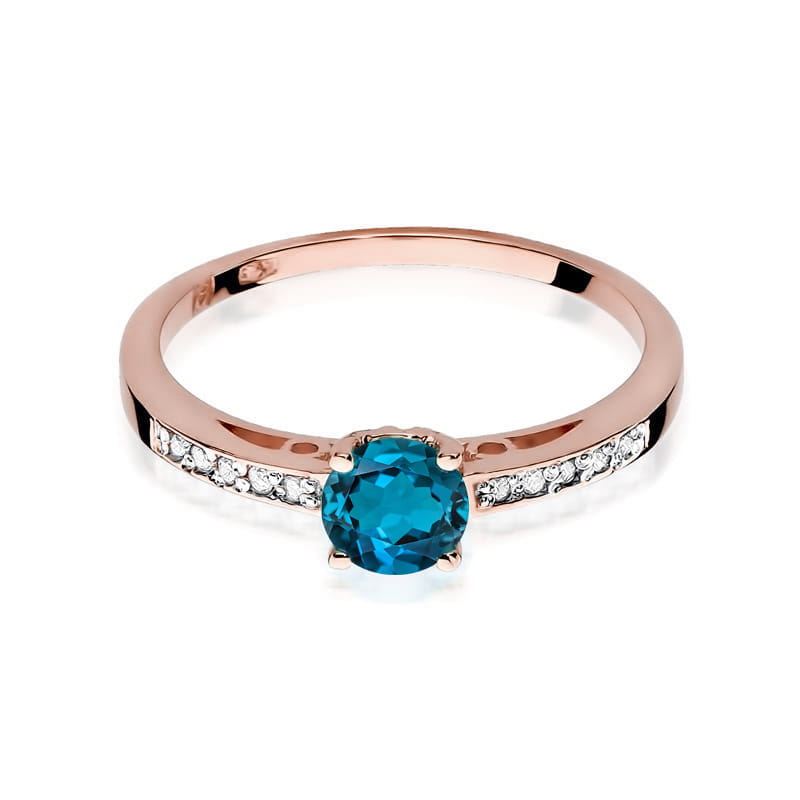 Inel Aur 14K cu Topaz London Blue 0.50 ct si Diamante Naturale 0.05 ct, imaginea 10 din 12