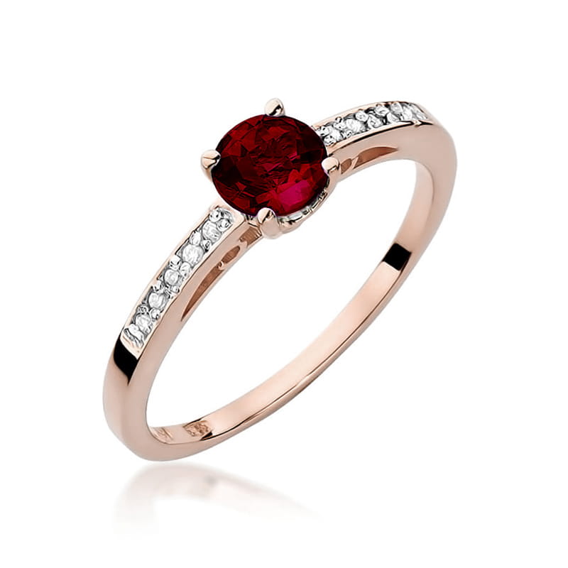 Inel Aur 14K cu Granat 0.60 ct si Diamante Naturale 0.05 ct, imaginea 5 din 12