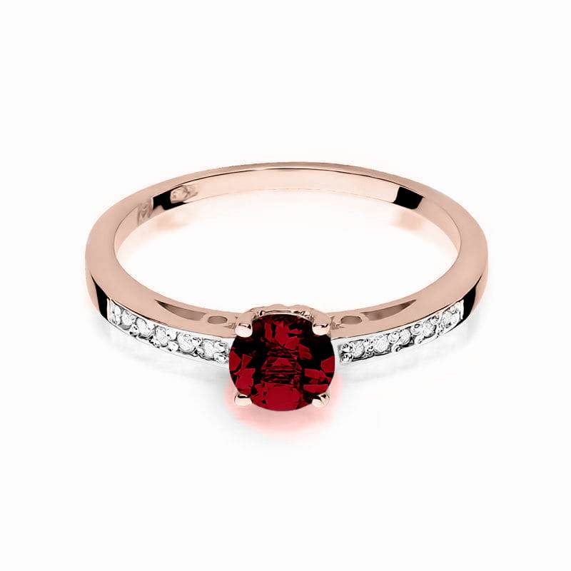 Inel Aur 14K cu Granat 0.60 ct si Diamante Naturale 0.05 ct, imaginea 6 din 12