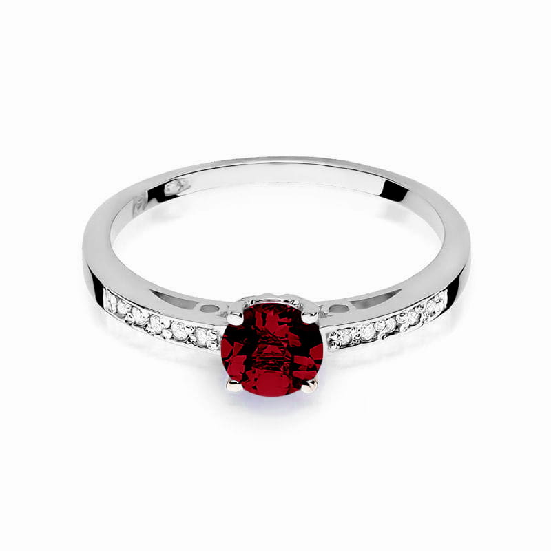 Inel Aur 14K cu Granat 0.60 ct si Diamante Naturale 0.05 ct, imaginea 10 din 12