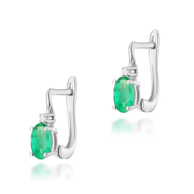 Cercei Aur 14K cu Smarald 0.40 ct si Diamante Naturale 0.03 ct, imaginea 5 din 6