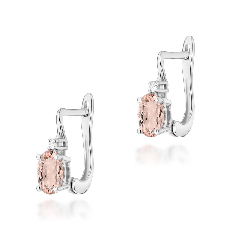 Cercei Aur 14K cu Morganit 0.40 ct si Diamante Naturale 0.03 ct, imaginea 5 din 6