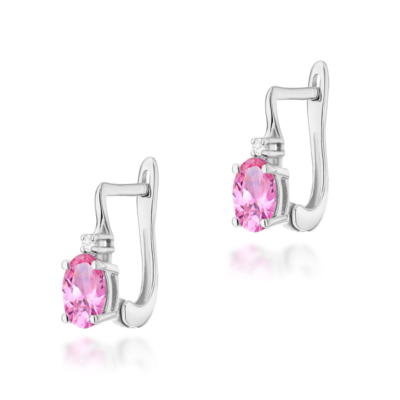 Cercei Aur 14K cu Topaz Roz 0.50 ct si Diamante Naturale 0.03 ct, imaginea 5 din 6