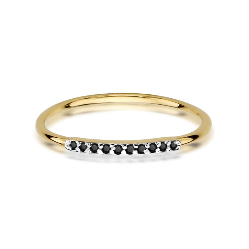 Inel Aur 14K cu Diamante Naturale Negre 0.05 ct, imaginea 2 din 12