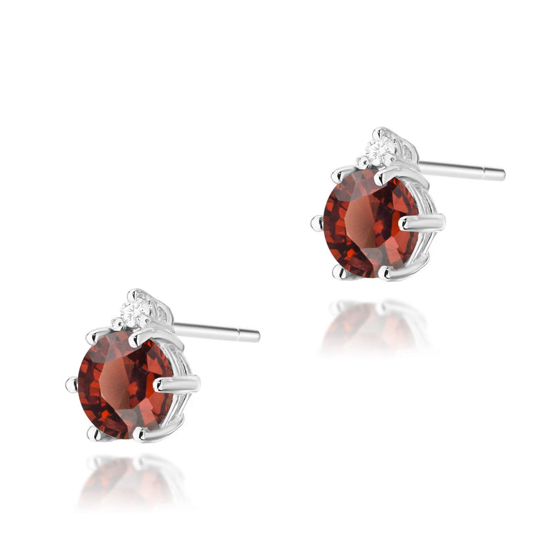 Cercei Aur 14K cu Granat 0.60 ct si Diamante Naturale 0.03 ct, imaginea 5 din 6