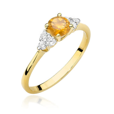 Inel Aur 14K cu Citrin 0.50 ct si Diamante Naturale 0.18 ct