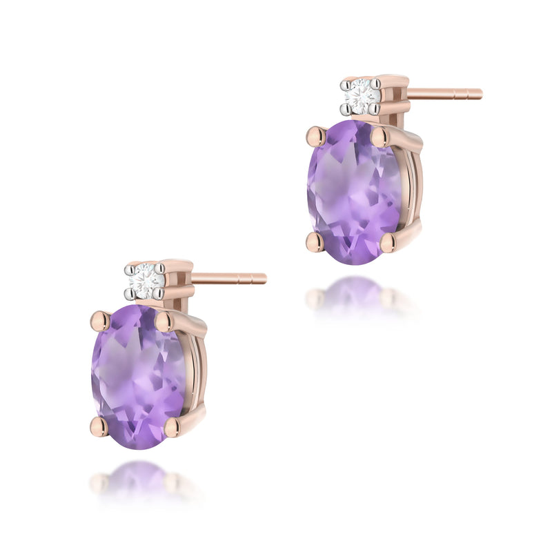 Cercei Aur 14K cu Ametist 0.40 ct si Diamante Naturale 0.03 ct, imaginea 4 din 9