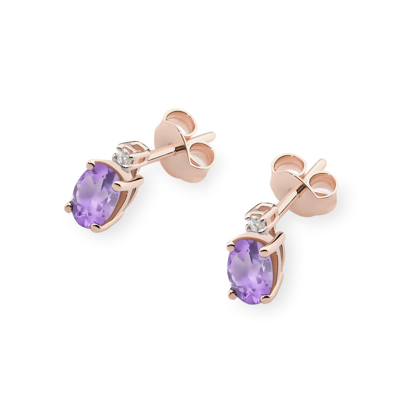 Cercei Aur 14K cu Ametist 0.40 ct si Diamante Naturale 0.03 ct, imaginea 5 din 9