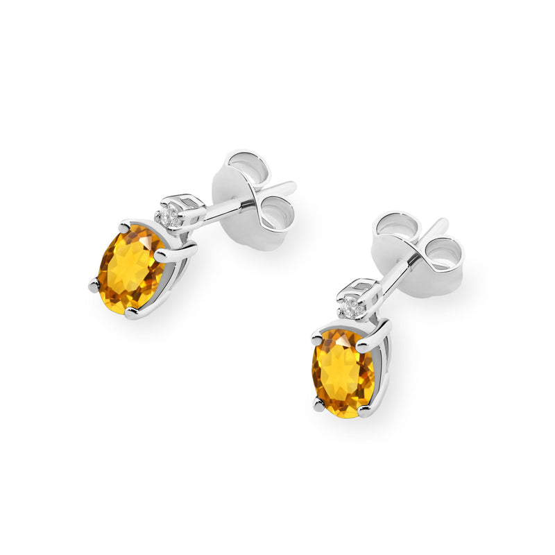 Cercei Aur 14K cu Citrin 0.60 ct si Diamante Naturale 0.03 ct, imaginea 5 din 9