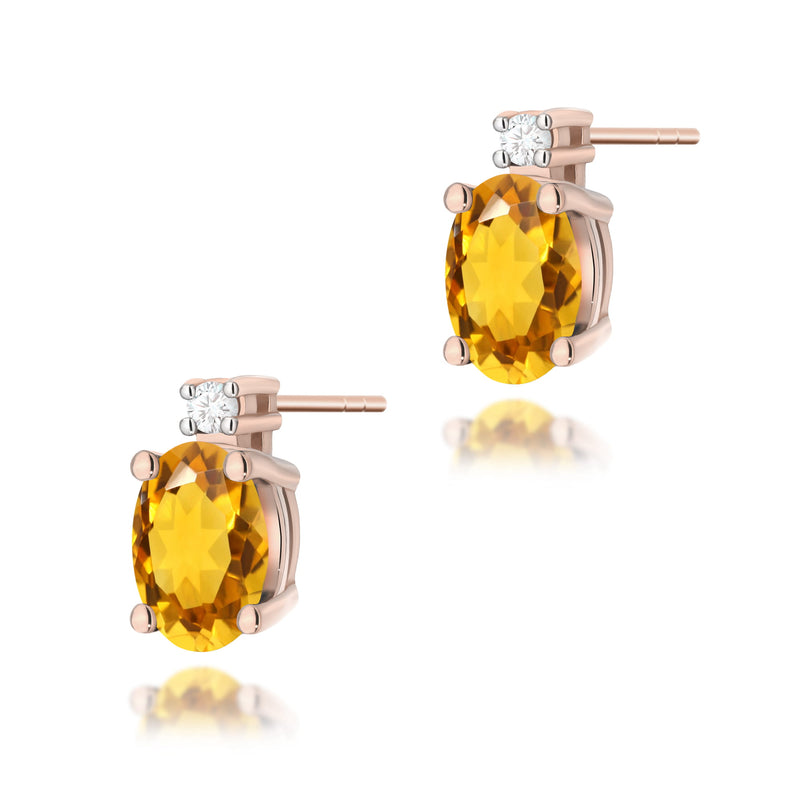 Cercei Aur 14K cu Citrin 0.60 ct si Diamante Naturale 0.03 ct, imaginea 7 din 9
