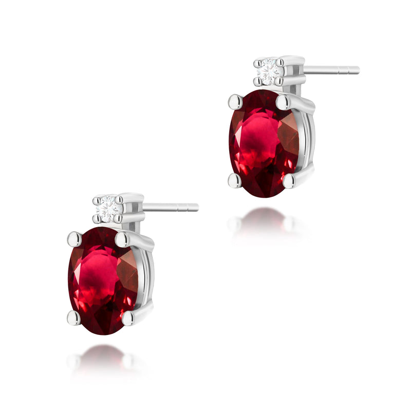 Cercei Aur 14K cu Rubin 0.60 ct si Diamante Naturale 0.03 ct, imaginea 4 din 9