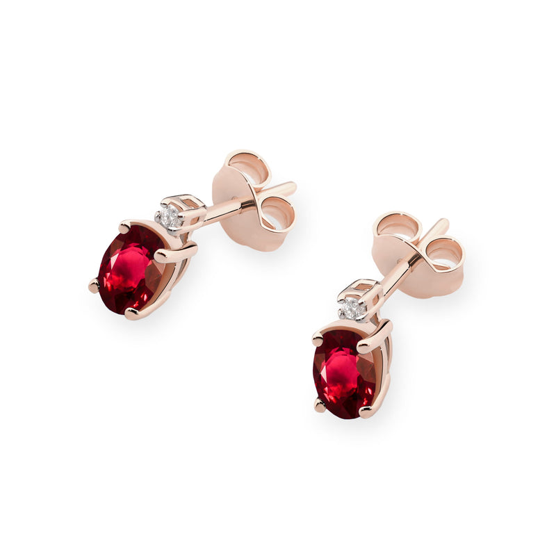 Cercei Aur 14K cu Rubin 0.60 ct si Diamante Naturale 0.03 ct, imaginea 8 din 9