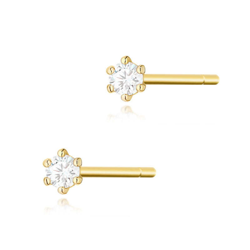 Cercei Aur 14K cu Diamant Natural 0.04 ct — Aur galben