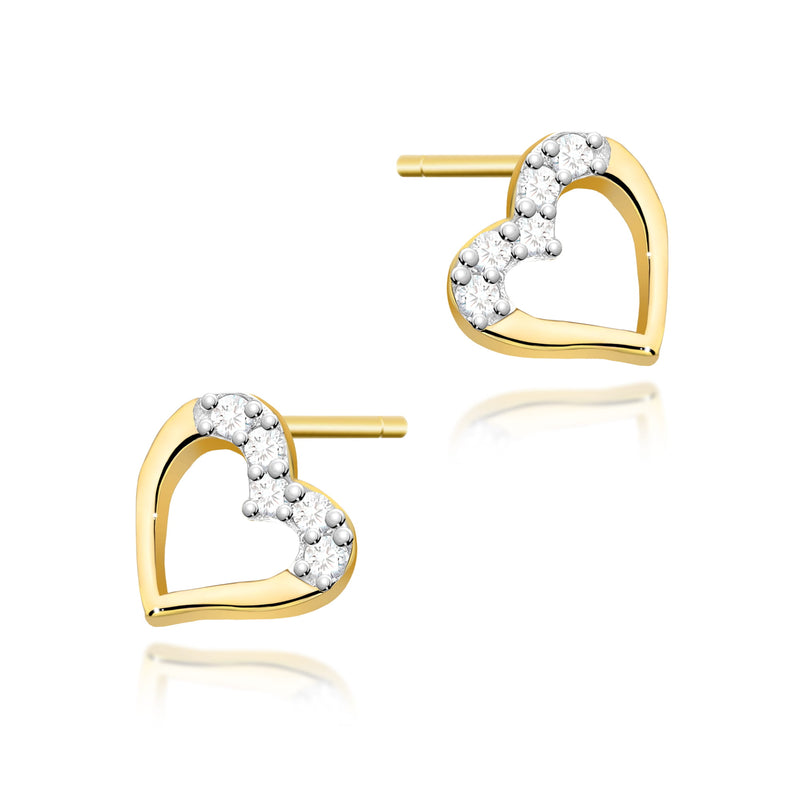 Cercei Aur 14K cu Diamante Naturale 0.09 ct — Aur galben