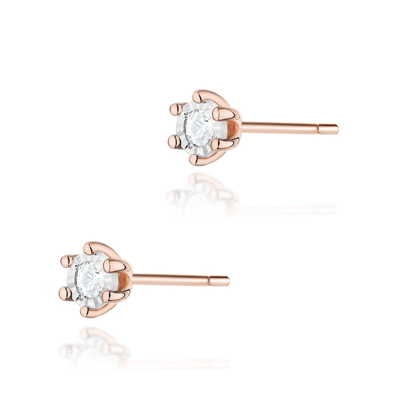 Cercei Aur 14K cu Diamant Natural 0.08 ct, imaginea 5 din 6