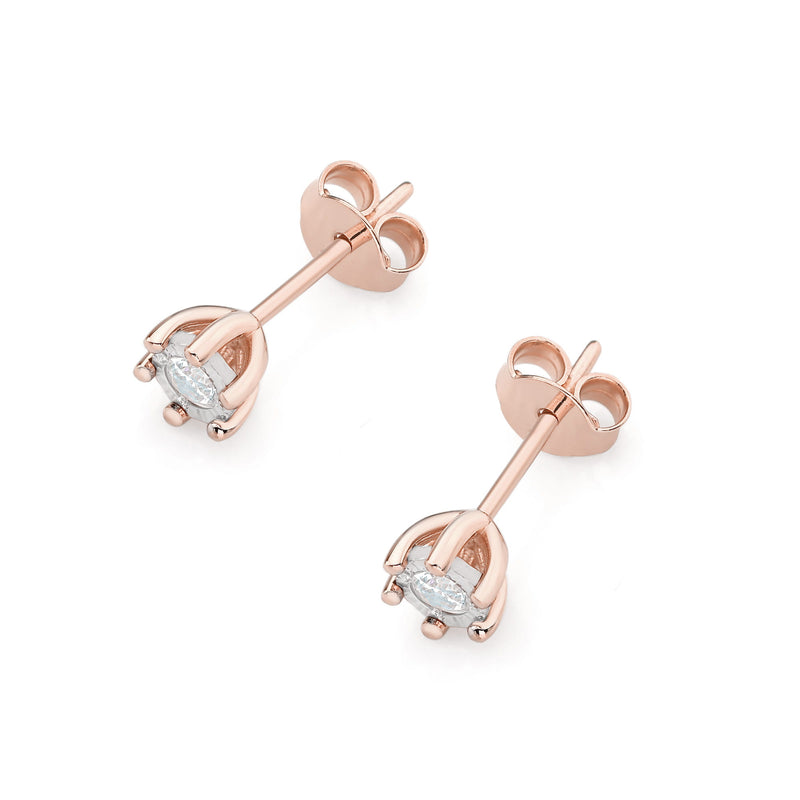 Cercei Aur 14K cu Diamant Natural 0.08 ct, imaginea 6 din 6