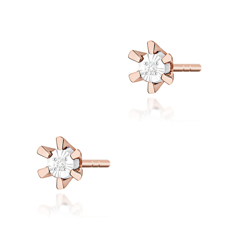 Cercei Aur 14K cu Diamant Natural 0.01 ct, imaginea 3 din 6