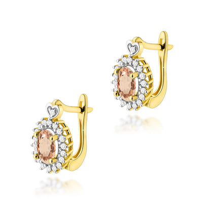 Cercei Aur 14K cu Morganit 0.40 ct si Diamante Naturale 0.19 ct