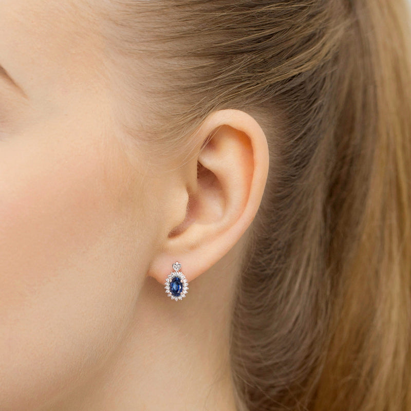 Cercei Aur 14K cu Safir 0.70 ct si Diamante Naturale 0.19 ct, imaginea 6 din 6