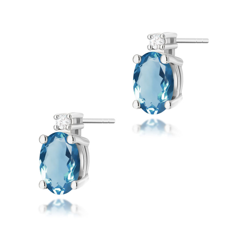 Cercei Aur 14K cu Topaz London Blue 0.50 ct si Diamante Naturale 0.03 ct, imaginea 3 din 6