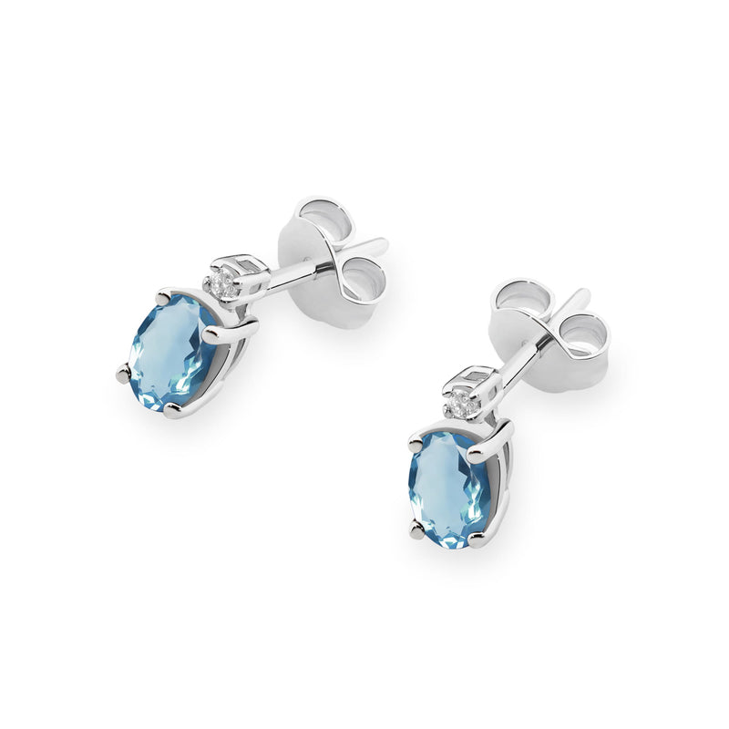 Cercei Aur 14K cu Topaz London Blue 0.50 ct si Diamante Naturale 0.03 ct, imaginea 4 din 6
